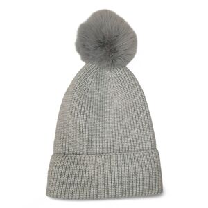 Hat Attack Gray Knit Pom-Pom Beanie NWT